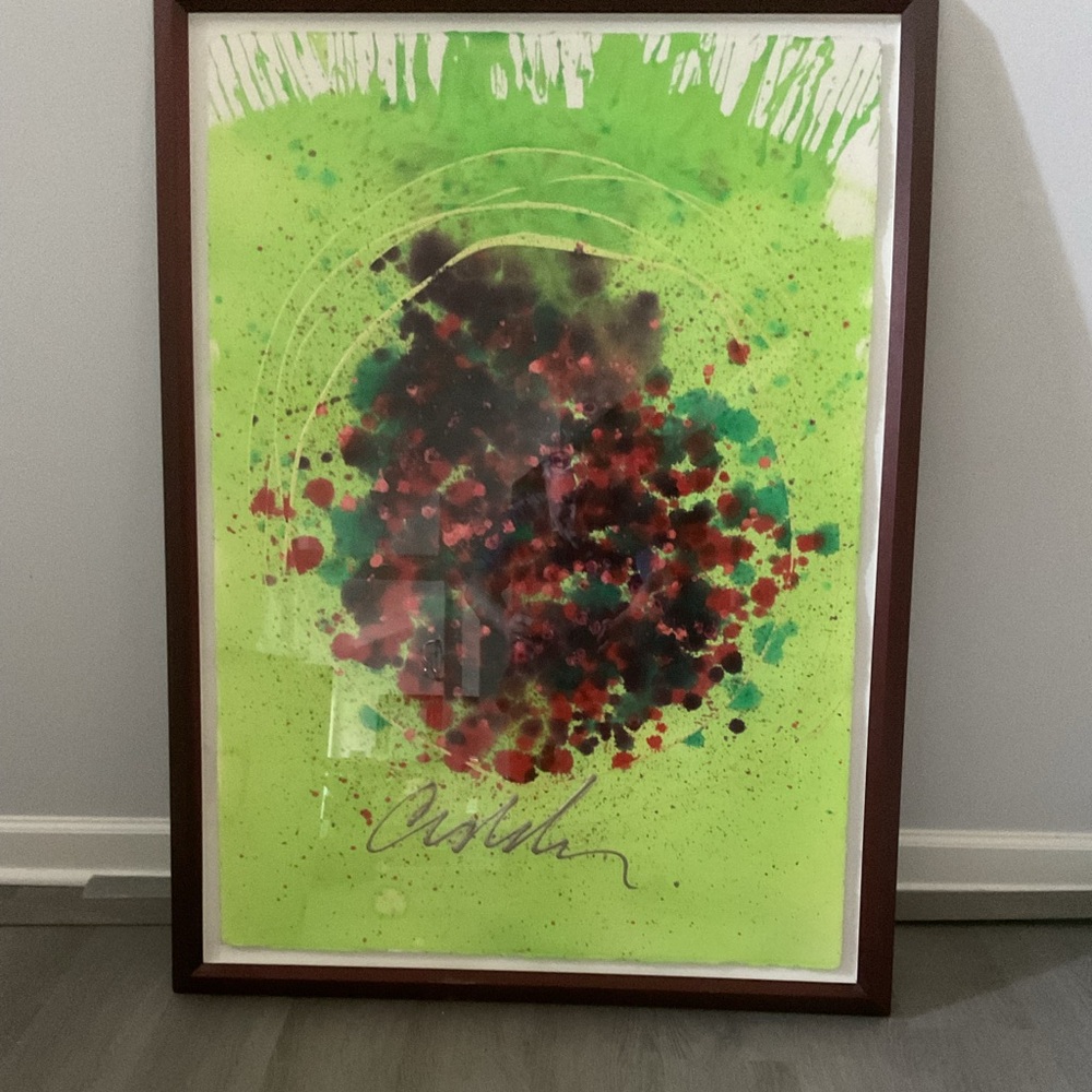 Dale Chihuly signed acrylic on paper. THIS IS A UNIQUE WORK. ONE OF A KIND.